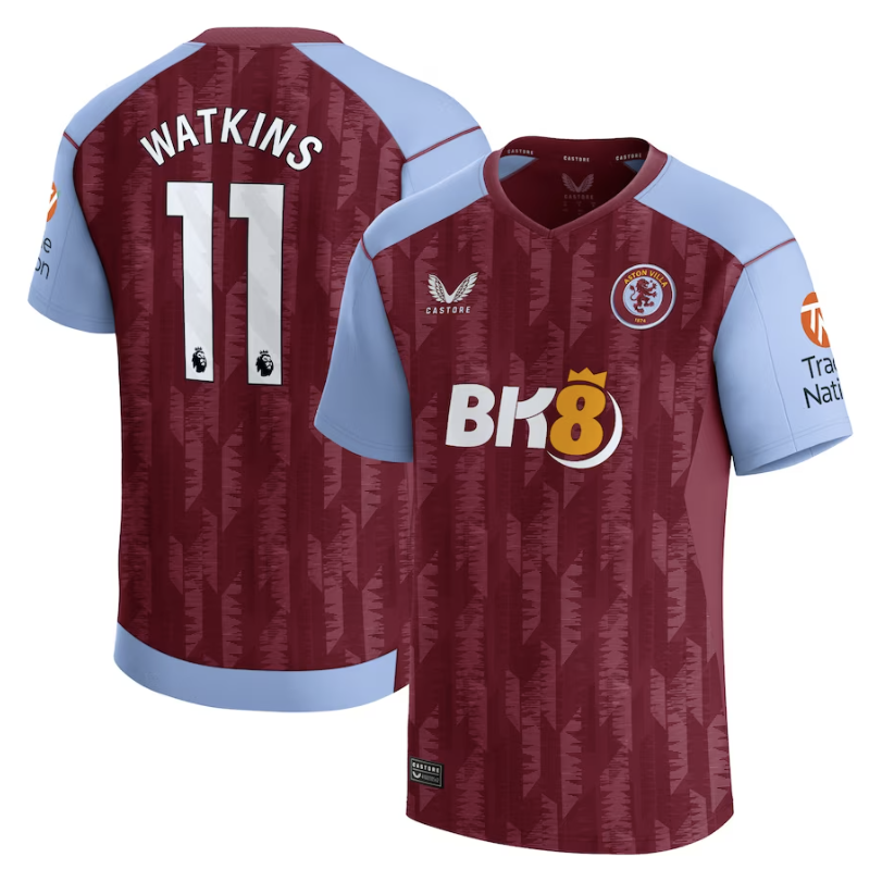 Watkins Aston Villa Home Jersey 23/2024 Mens Soccer Shirt