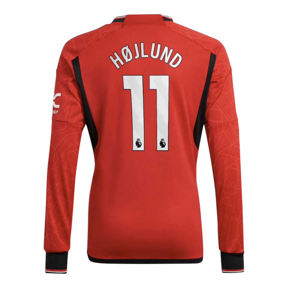 Hojlund Manchester United Long Sleeve Home Jersey 23/2024 Mens Soccer