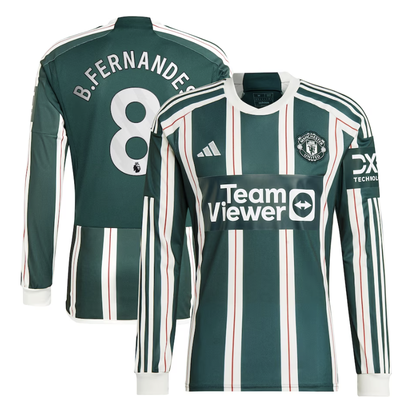 Bruno Fernandes Manchester United Long Sleeve Away Jersey 23/2024 Mens Soccer