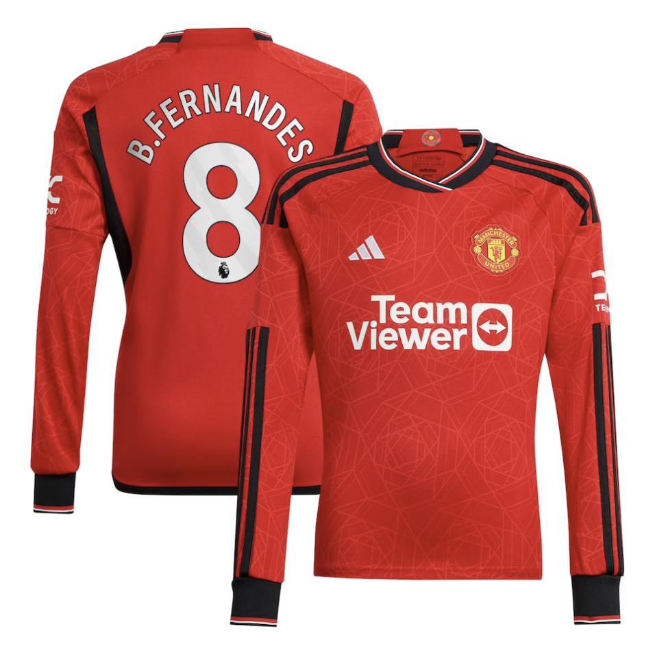 Bruno Fernandes Manchester United Long Sleeve Home Jersey 23/2024 Mens Soccer