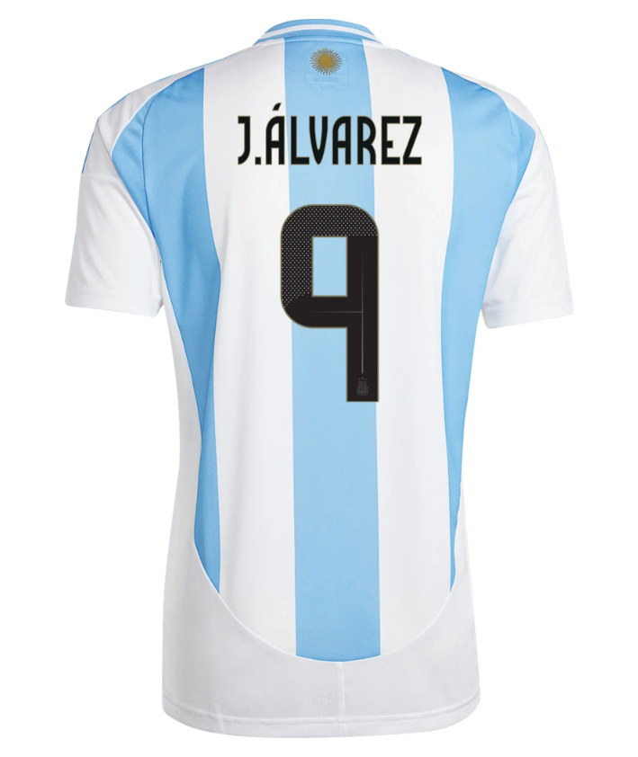 Julian Alvarez Argentina Home Jersey 2024/25 3 Star World Cup Champions Mens Soccer